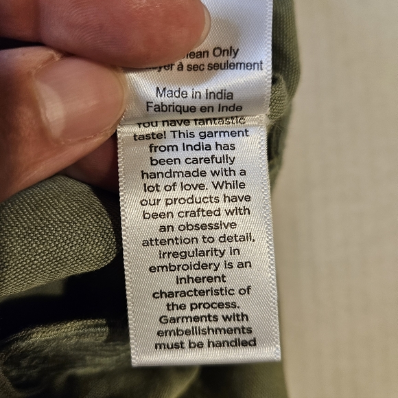 Hemant & Nandita Green Flared Pants W Embroired  Belt Wide Leg W Eyelets Small - Picture 11 of 12